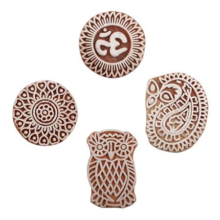 Set of 4 Piece New Mix Wooden Printing Block